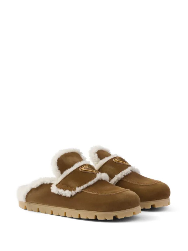 shearling-trim suede mules | Farfetch Global