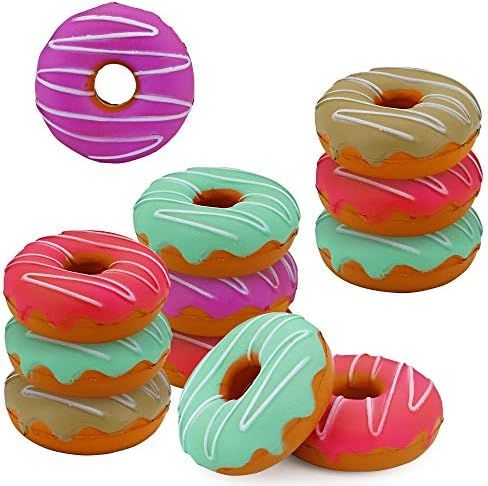 SRENTA 3" Rainbow Novelty Squishy Donut Stress Balls, Squeeze Stress Relief Donuts, Pack of 12 | Amazon (US)