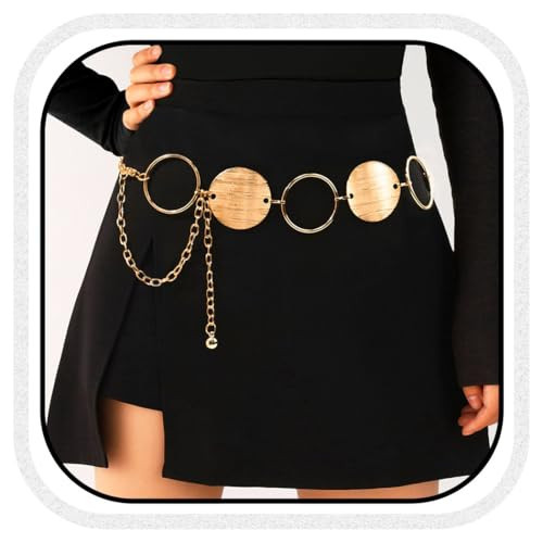Beautriy Chunky Chain Belts Gold Metal Link Belt Fashion Waist Belt Accessories for Women (Gold) | Amazon (US)