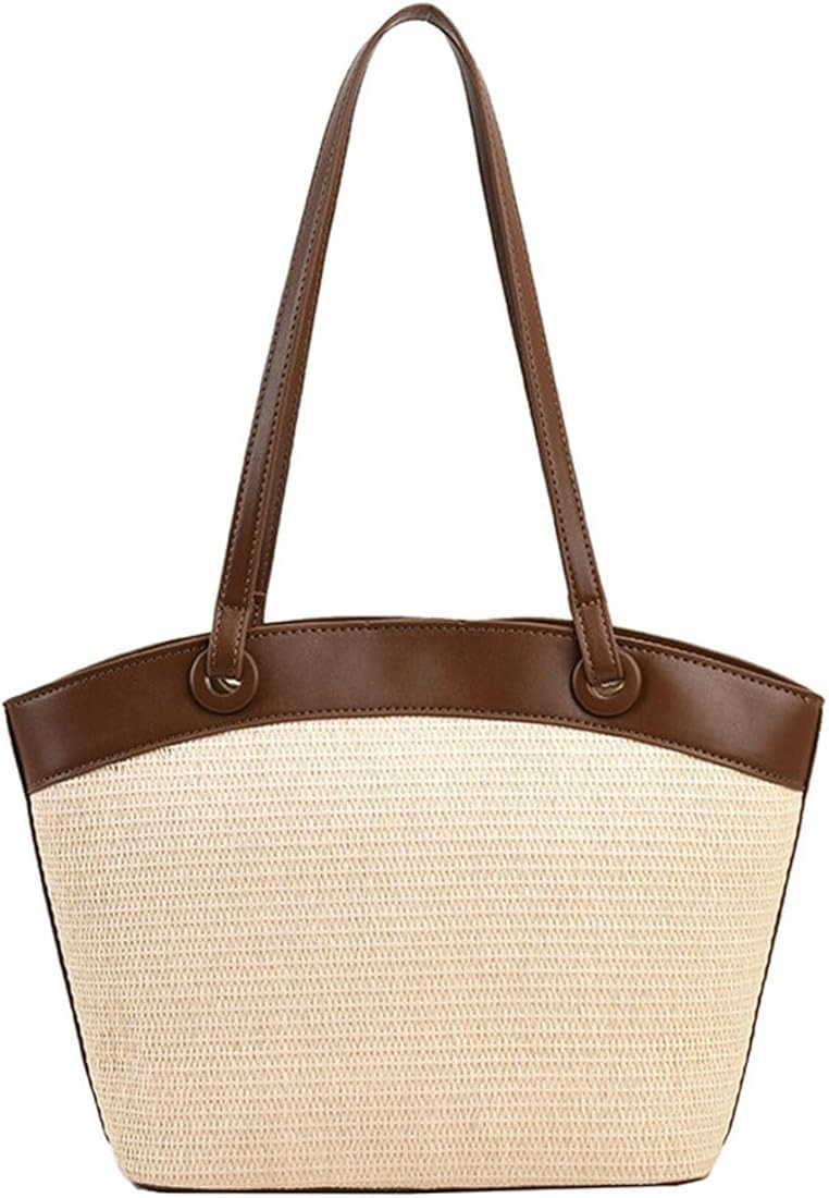 Straw Bag for Women Straw Beach Bag Tote Bag French Retro Shoulder Bag Handbag Summer Woven Tote ... | Amazon (US)