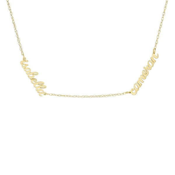 Gold Script Nameplate Necklace - 2 Names | Tiny Tags