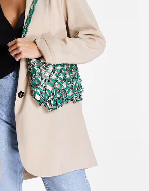 Topshop acrylic chain shoulder bag in green | ASOS (Global)