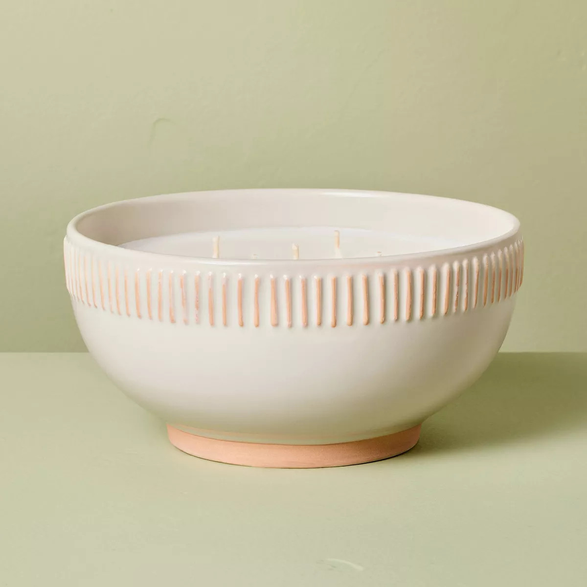 Rim Stripe Ceramic Citronella Scented Bowl Candle Cream - Hearth & Hand™ with Magnolia | Target