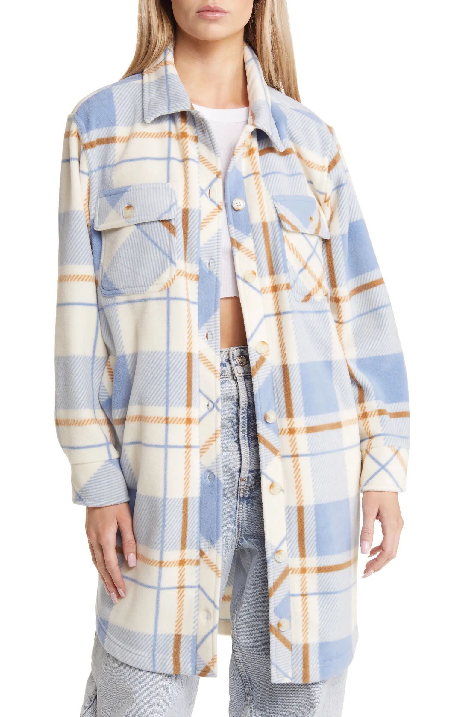 Thread & Supply Plaid Long Polar Fleece Shacket | Nordstrom | Nordstrom