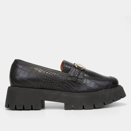 Mocassim Vizzano Croco Tratorado Feminino - Preto | Netshoes (BR)