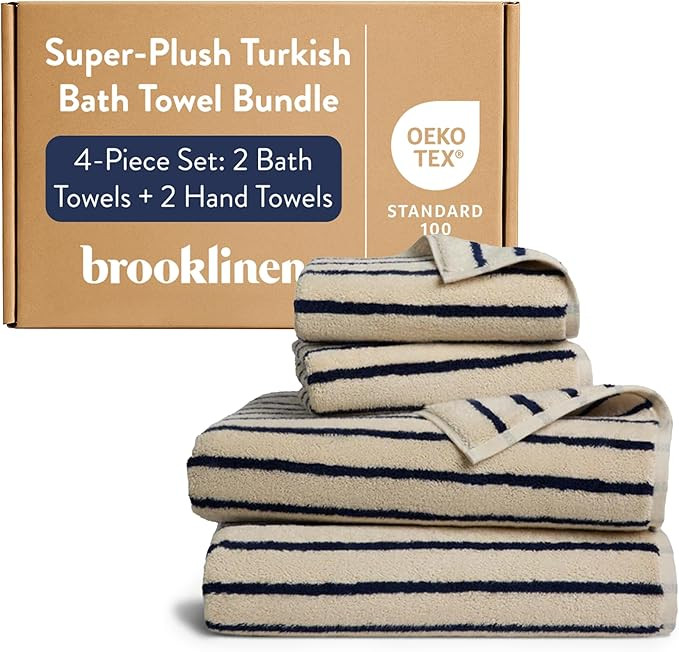Brooklinen Super-Plush Bath Towel and Hand Towel Set - 2 Bath Towels, 2 Hand Towels - Cotton, Hig... | Amazon (US)