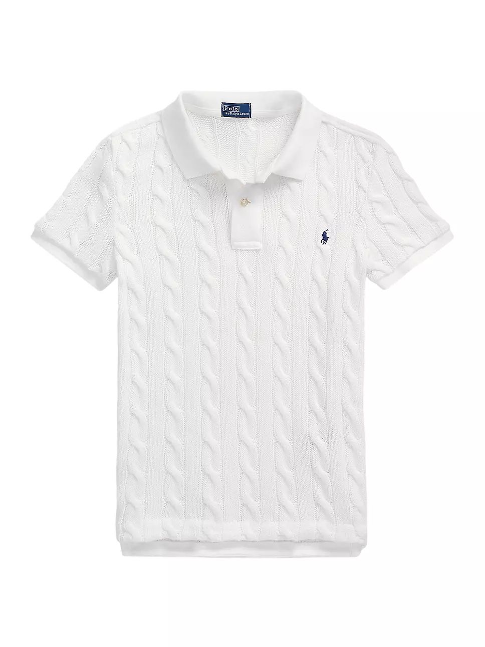 Cable-Knit Short-Sleeve Polo | Saks Fifth Avenue