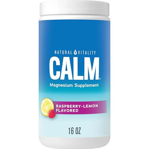 Natural Vitality Calm, Magnesium Citrate Supplement, Anti-Stress Drink Mix Powder, Gluten Free, Vegan, & Non-GMO, Raspberry Lemon, 16 oz | Amazon (US)
