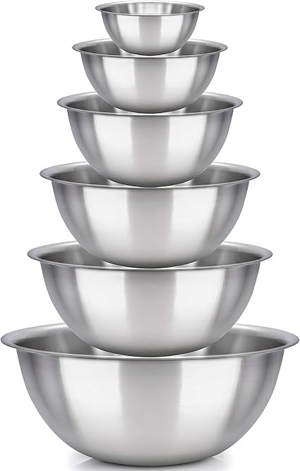 mixing bowls - mixing bowl Set of 6 - stainless steel mixing bowls - Polished Mirror kitchen bowl... | Amazon (US)
