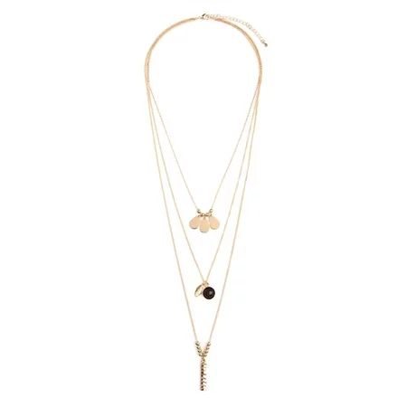 FEATHER AND BAR THREE LAYERED NECKLACE | Walmart (US)