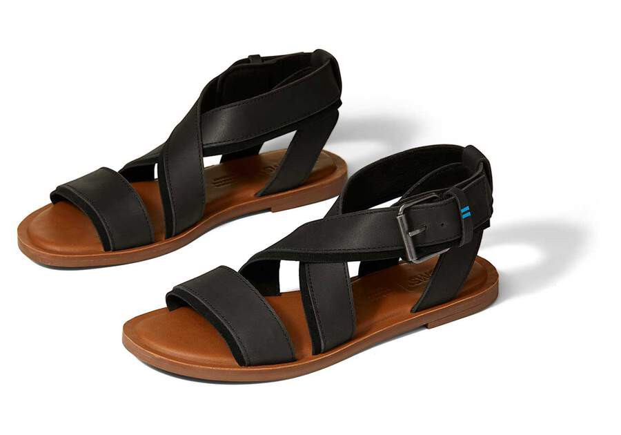 Tan Leather Strappy Sidney Flat Womens Sandal | TOMS | TOMS (US)
