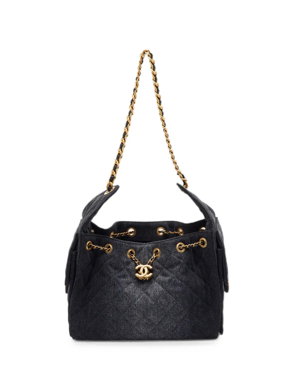 CHANEL Pre-Owned Chanel 25 quilted drawstring shoulder bag - Black | Farfetch Global