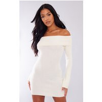 Tall Cream Knit Off The Shoulder Mini Dress | PrettyLittleThing CAN