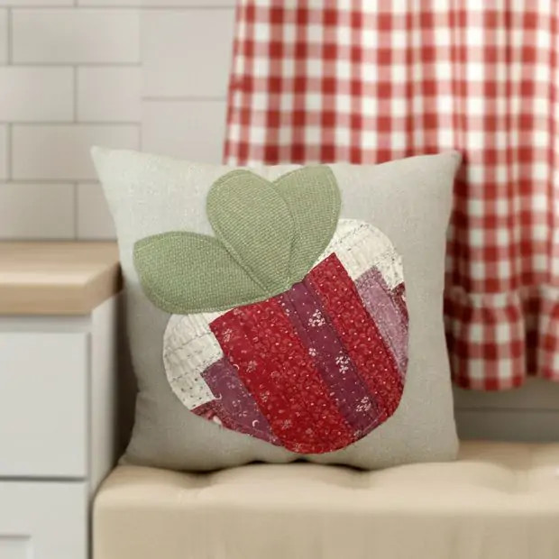 Quilted Strawberry Throw Pillow | Antique Farm House