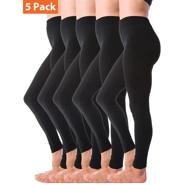 5-Pack Fleece Lined Leggings for Women Winter Warm Thermal Full Length Leggings - Walmart.com | Walmart (US)