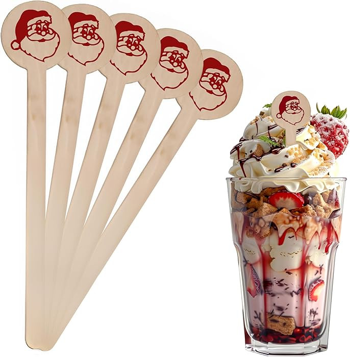 Perfect Stix - Cocktail 6 R- Santa Claus-50 6" Wooden Cocktail/Drink Stirrers with Santa Claus Pa... | Amazon (US)