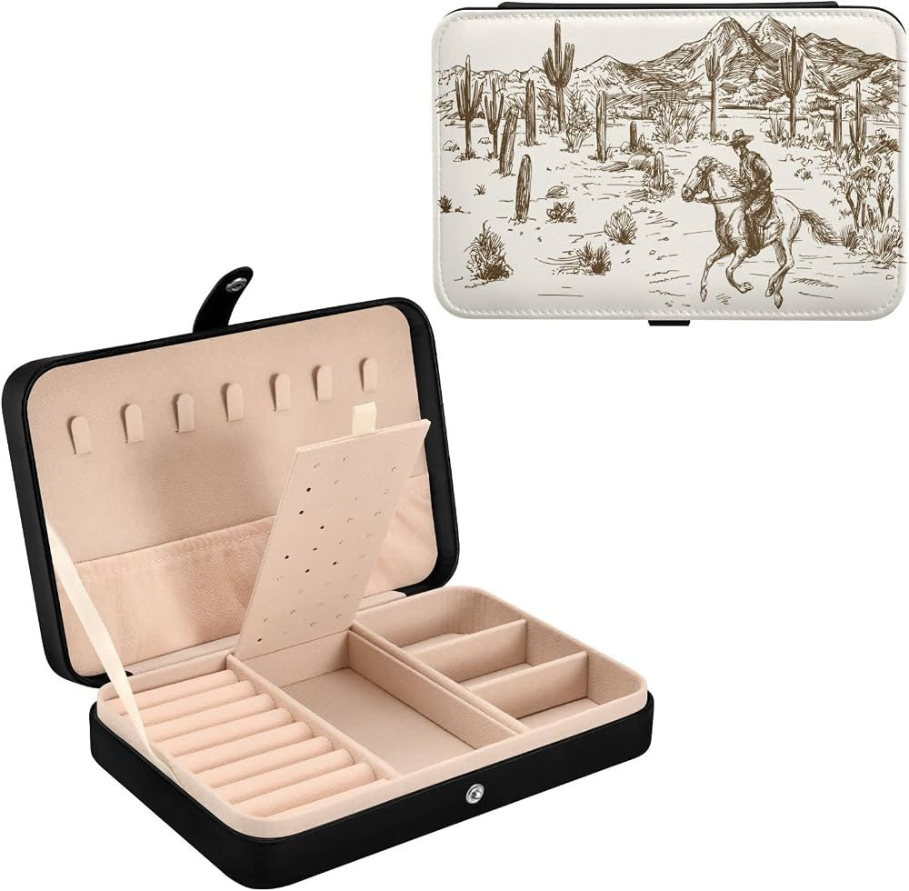 Blueangle Western Desert Cowboy Small Jewelry Box, Travel Portable Jewelry Case for Ring, Pendant... | Amazon (US)