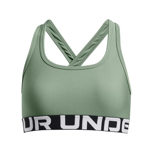 Under Armour Girls Crossback Mid-Impact Sports Bra, (348) Silica Green / / White, X-Small | Amazon (US)