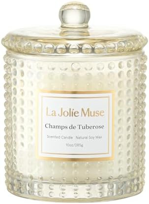 LA JOLIE MUSE Champs de Tuberose Scented Candle - Ylang, Tuberose, Orange Blossom | 10 oz Natural... | Amazon (US)
