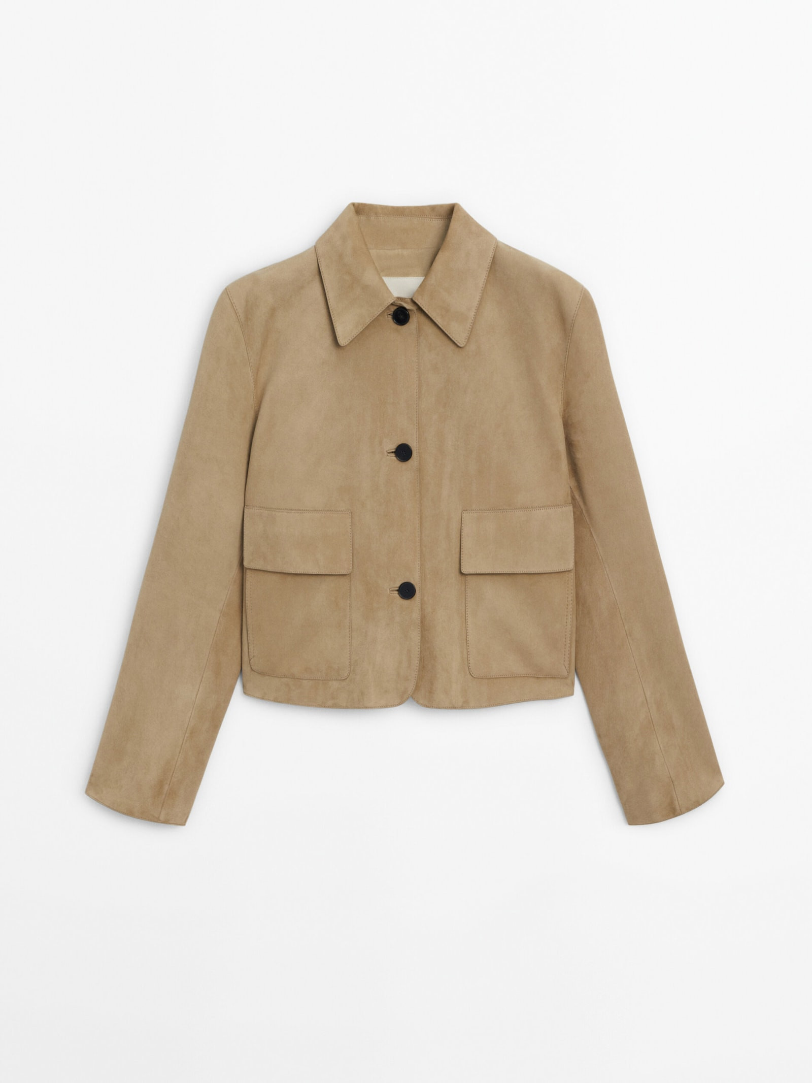 Jacke aus Wildleder mit Taschen | Massimo Dutti DE