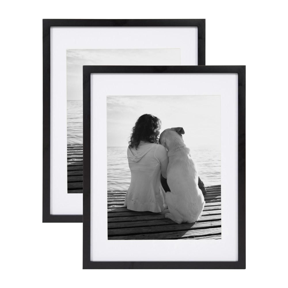 DesignOvation Gallery 14 in. x 18 in. Matted to 11 in. x 14 in. Black Picture Frame (Set of 2)-21... | The Home Depot