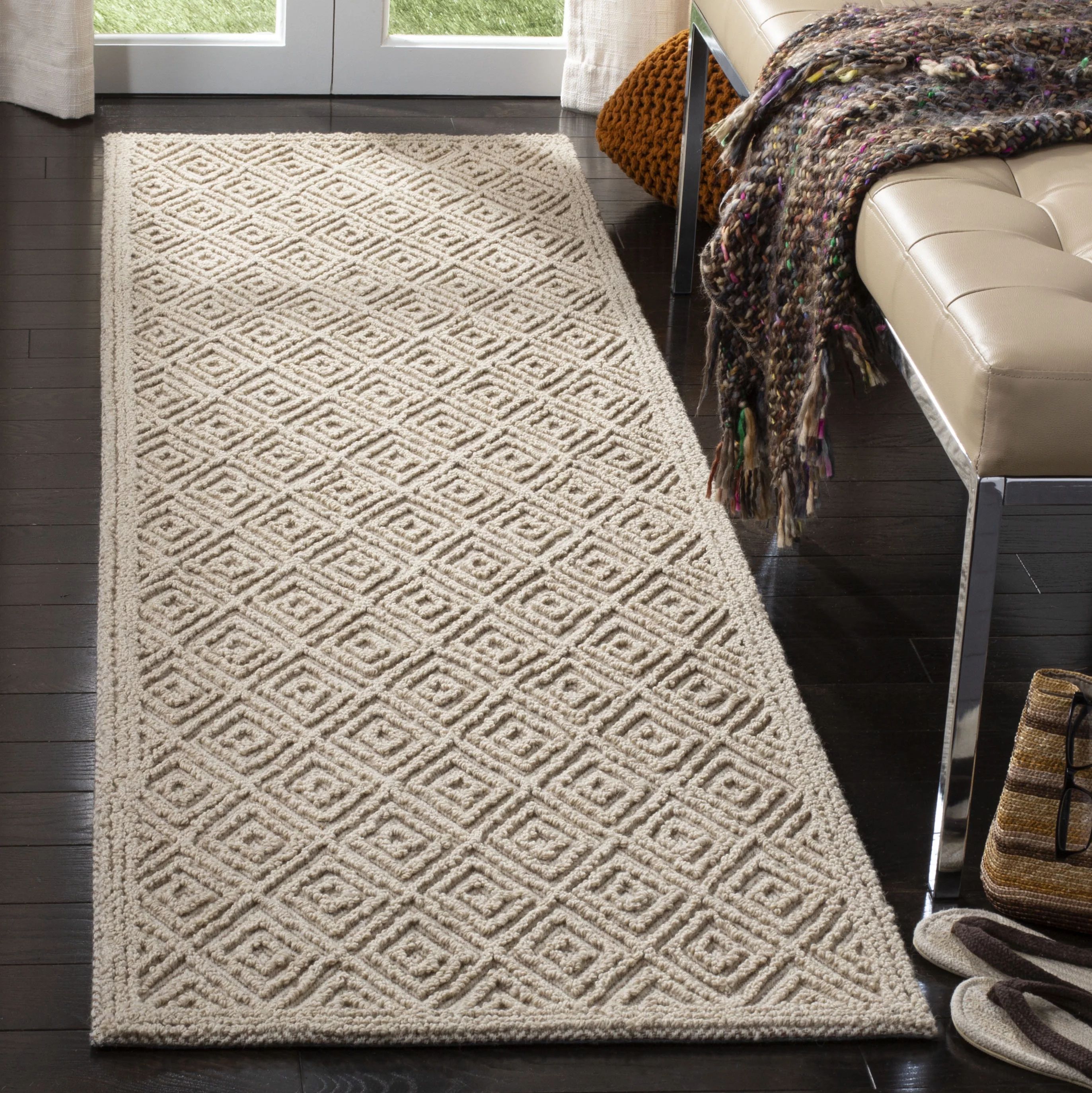 SAFAVIEH Trace Linnette Geometric Wool Runner Rug, Beige, 2'3" x 8' - Walmart.com | Walmart (US)