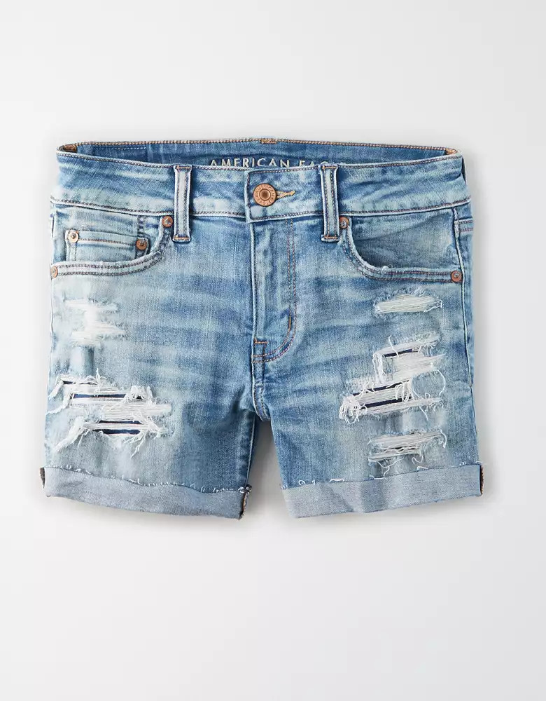 AE Ne(x)t Level Denim Midi Short | American Eagle Outfitters (US & CA)