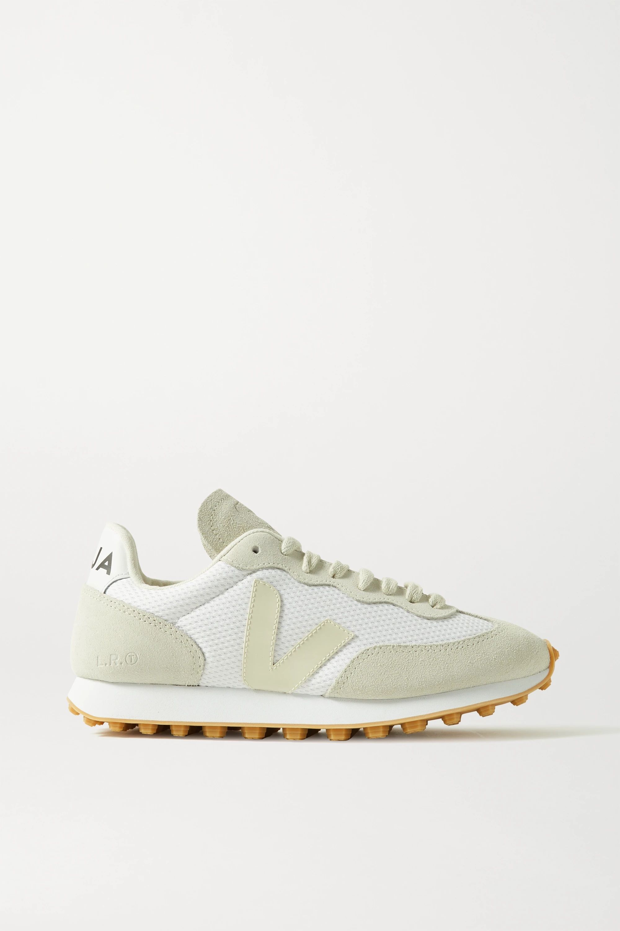 White + NET SUSTAIN Rio Branco leather-trimmed suede and mesh sneakers | Veja | NET-A-PORTER | NET-A-PORTER (US)
