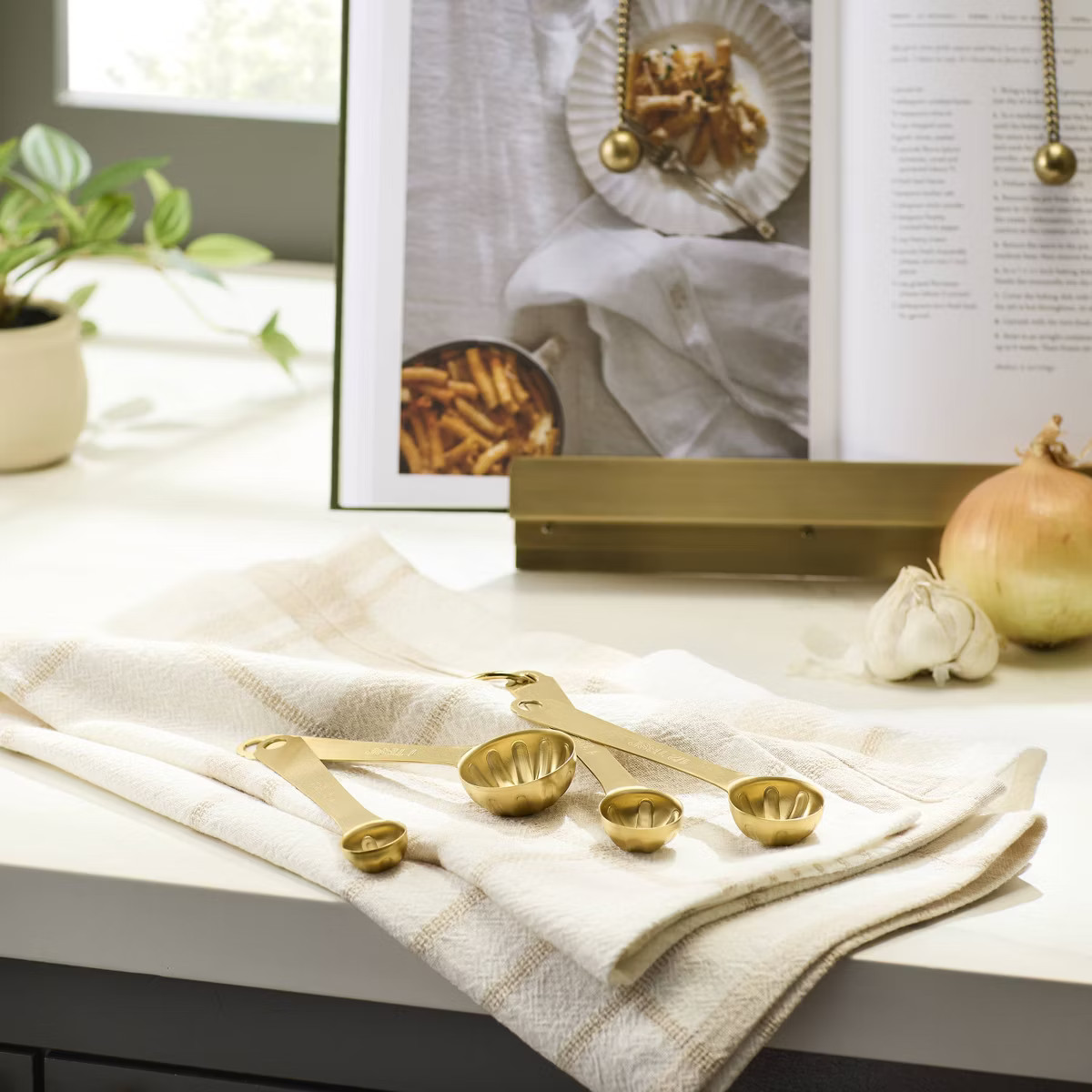 4pc Stainless Steel Measuring Spoons Vintage Brass Finish - Hearth & Hand™ with Magnolia | Target