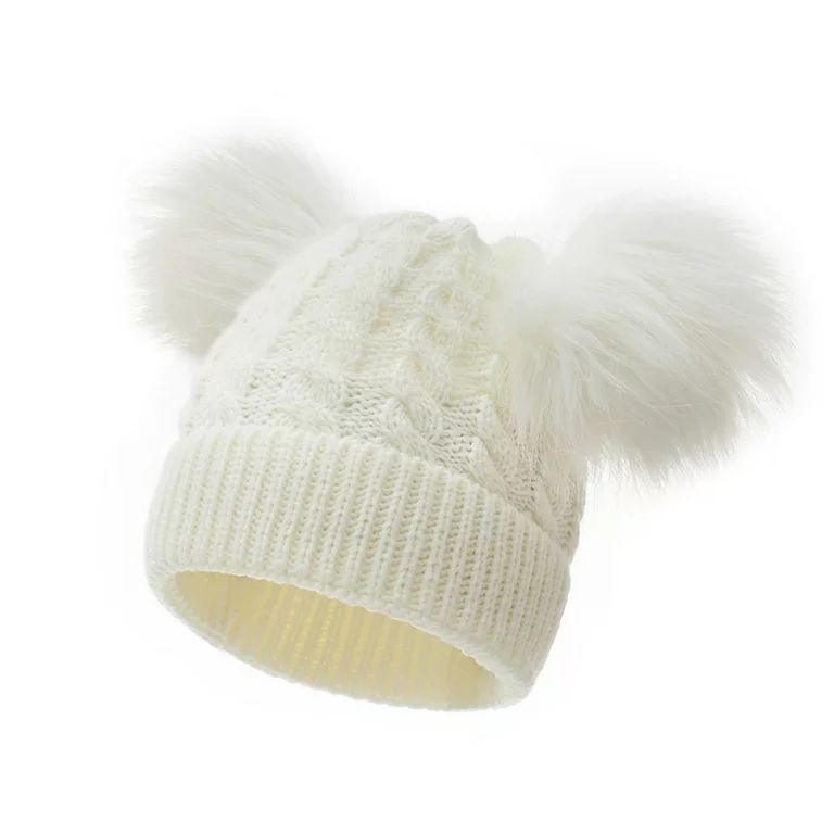 Kids Winter Hat Toddler Knitted Pom Beanie Hat Cotton Lined Faux Cap Baby Girls Boys Hat | Walmart (US)
