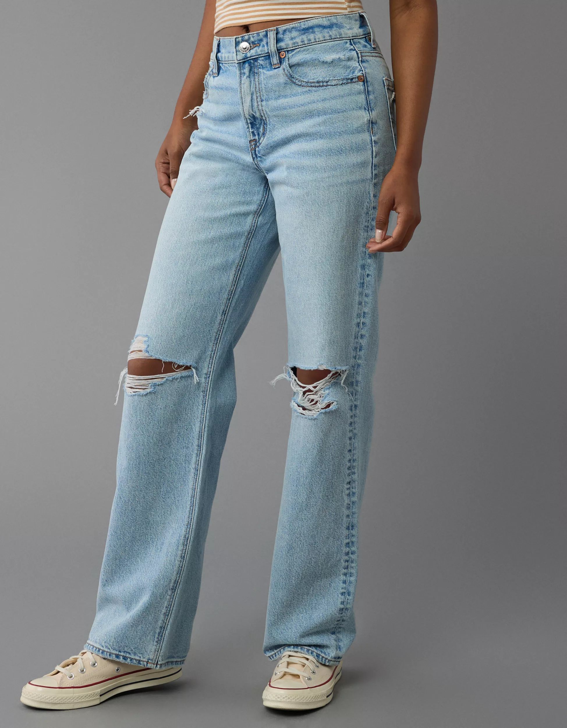 AE Strigid High-Waisted Stovepipe Ripped Jean | American Eagle Outfitters (US & CA)