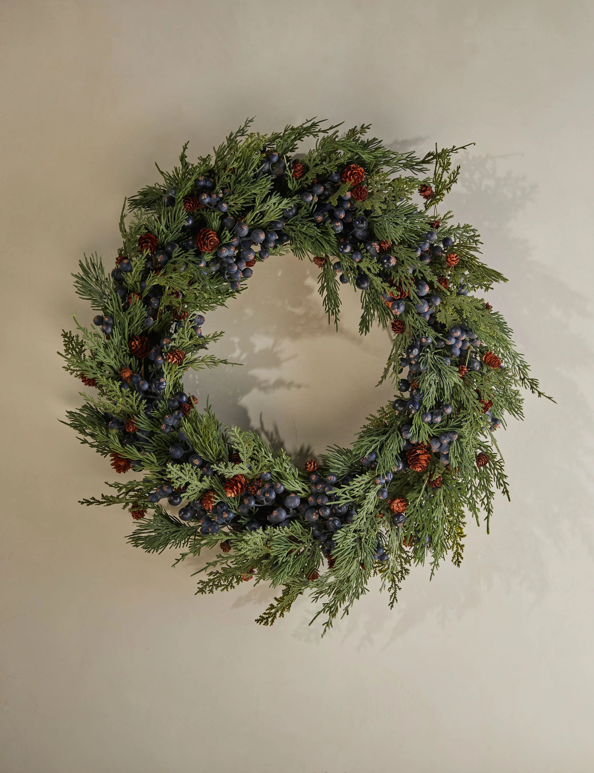 Faux Cypress with Pinecones + Berries Wreath | Lulu and Georgia 