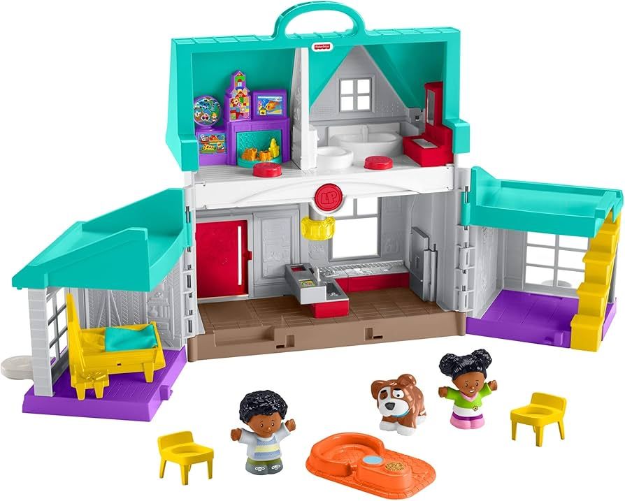 Fisher-Price Little People Toddler Playhouse Big Helpers Home Playset with Songs Phrases Figures & Accessories for Ages 1+ Years, Blue | Amazon (US)
