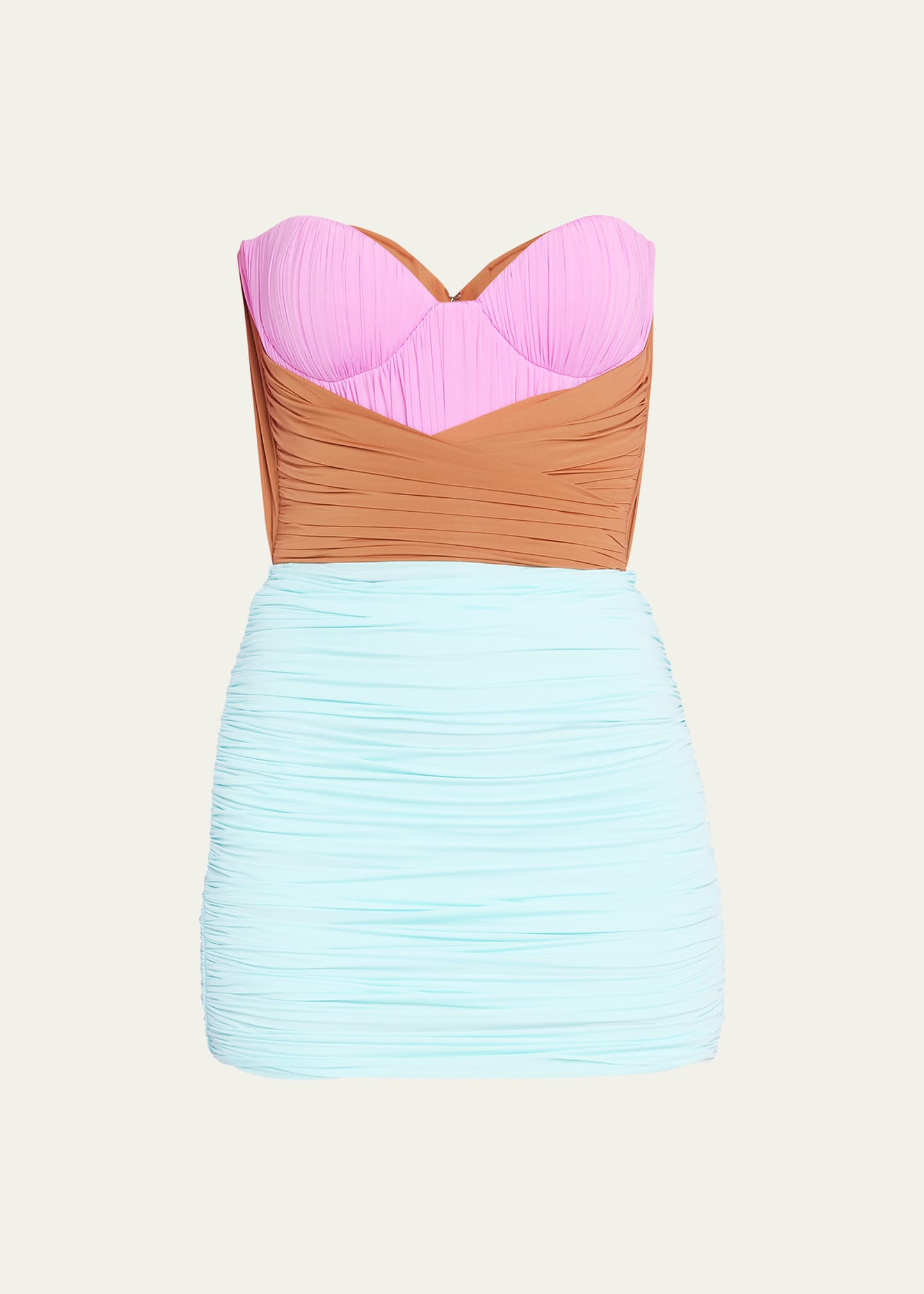 Alex Perry Lycra Ruched Strapless Mini Dress w/ Gloves | Bergdorf Goodman