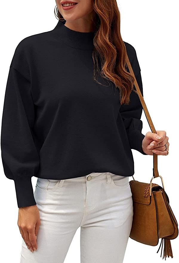WEACZZY Sweaters for Women Casual Lightweight Long Sleeve Knit Jumper Loose Pullover Tops, Black,... | Amazon (US)