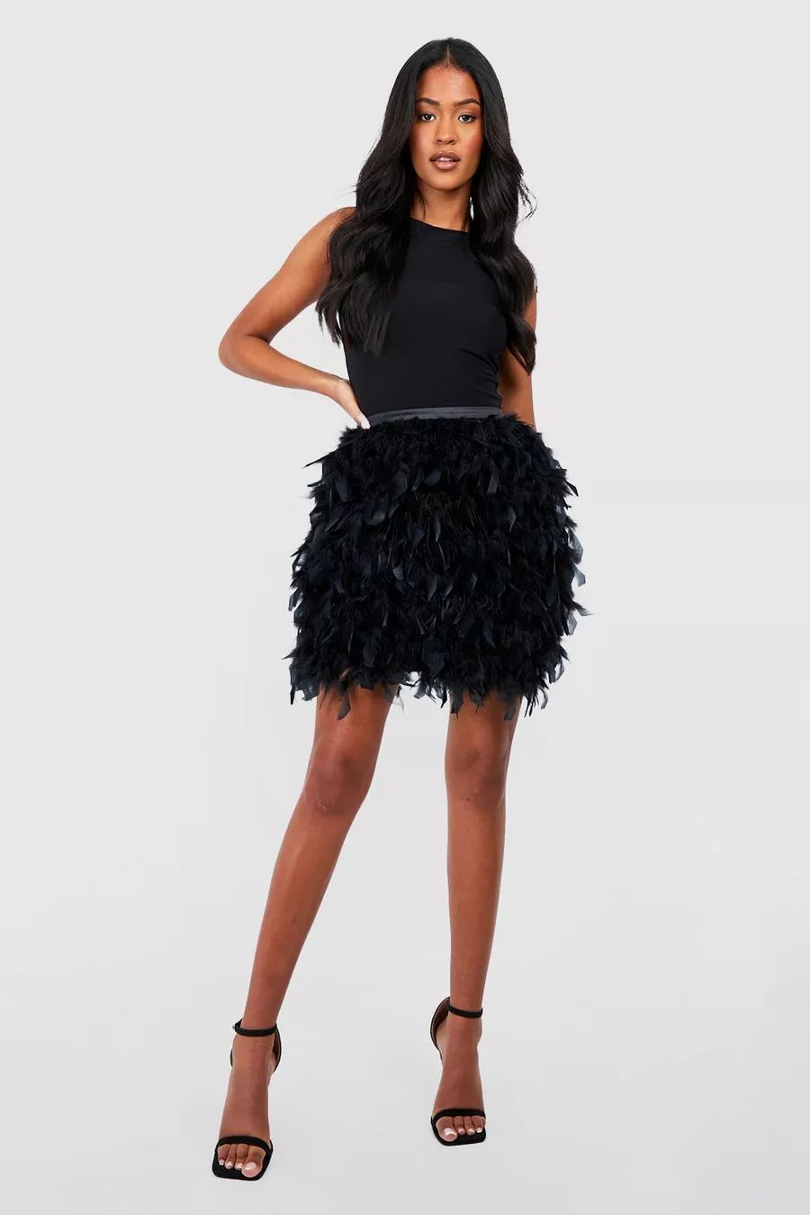Tall Fluffy Feather Mini Skirt | Boohoo.com (US & CA)