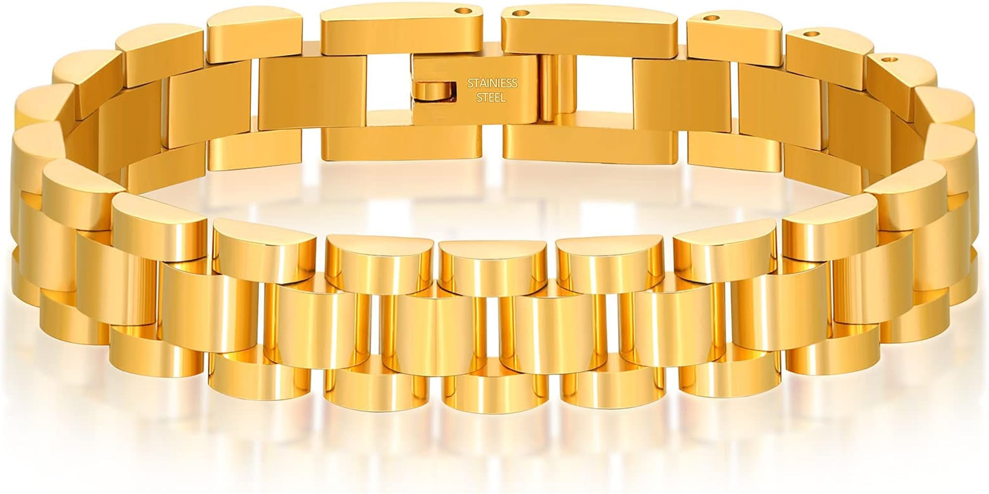 TOBENY Stainless Steel Bracelets for Women Men Silver Gold Plated Wristbands Link Chain Bracelets... | Amazon (US)