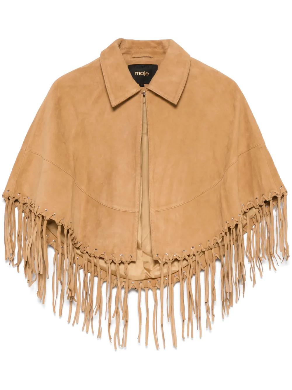Maje Fringed Cape | Brown | FARFETCH JO | Farfetch Global