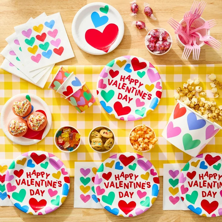 Platos de Papel Desechables, 7", Corazones Multicolores, 20 Unidades, Día de San Valentín de Wa... | Walmart (US)