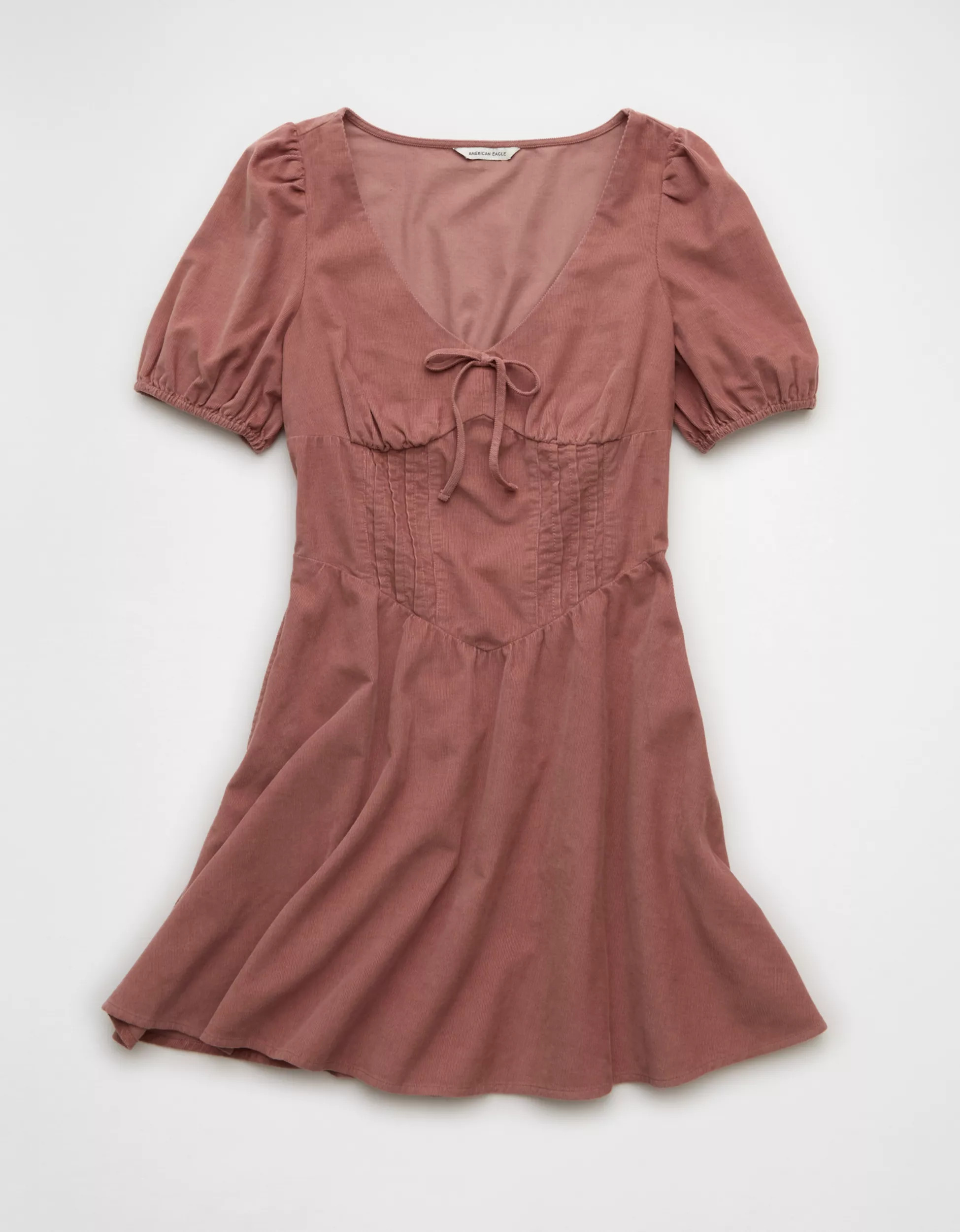 AE V-Neck Corduroy Mini Dress | American Eagle Outfitters (US & CA)