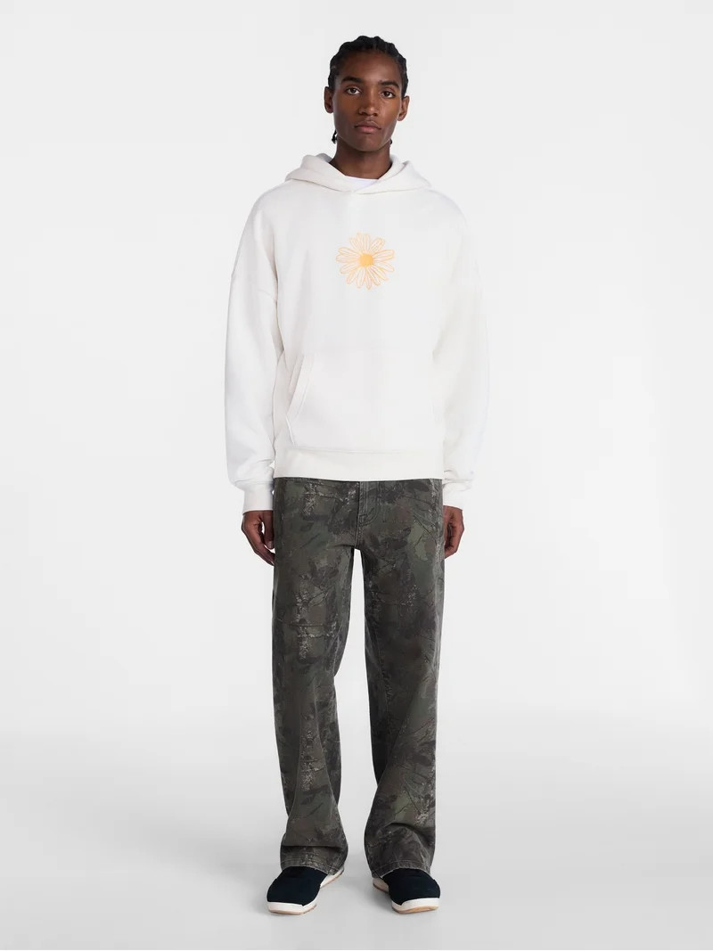 No Boundaries Floral Print Front and Back Graphic Fleece Hoodie, Men's Sizes XS-4XLT | Walmart (US)