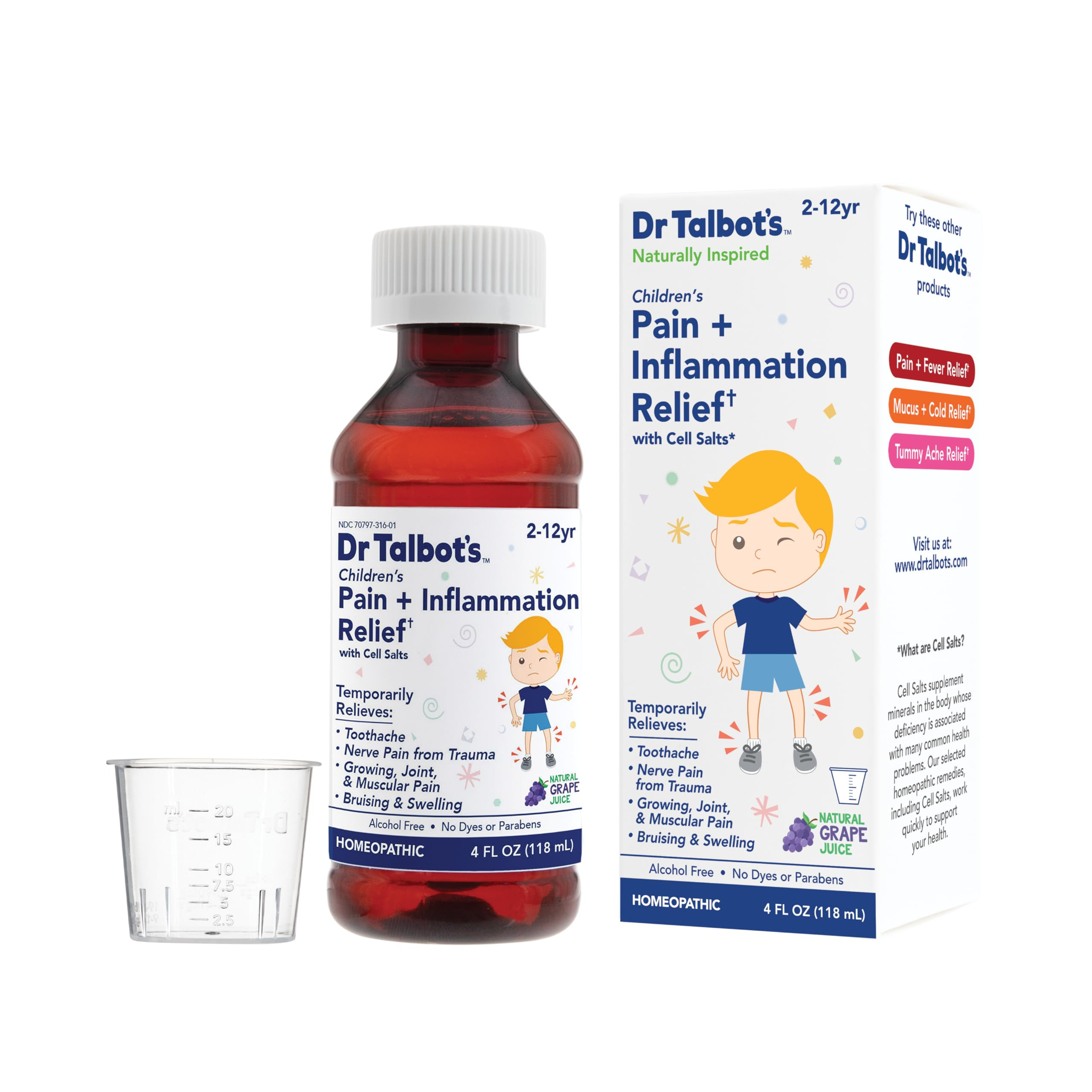 Dr. Talbot's Pain + Inflammation Relief Liquid Medicine for Children, Includes Dosage Cup, Grape ... | Amazon (US)