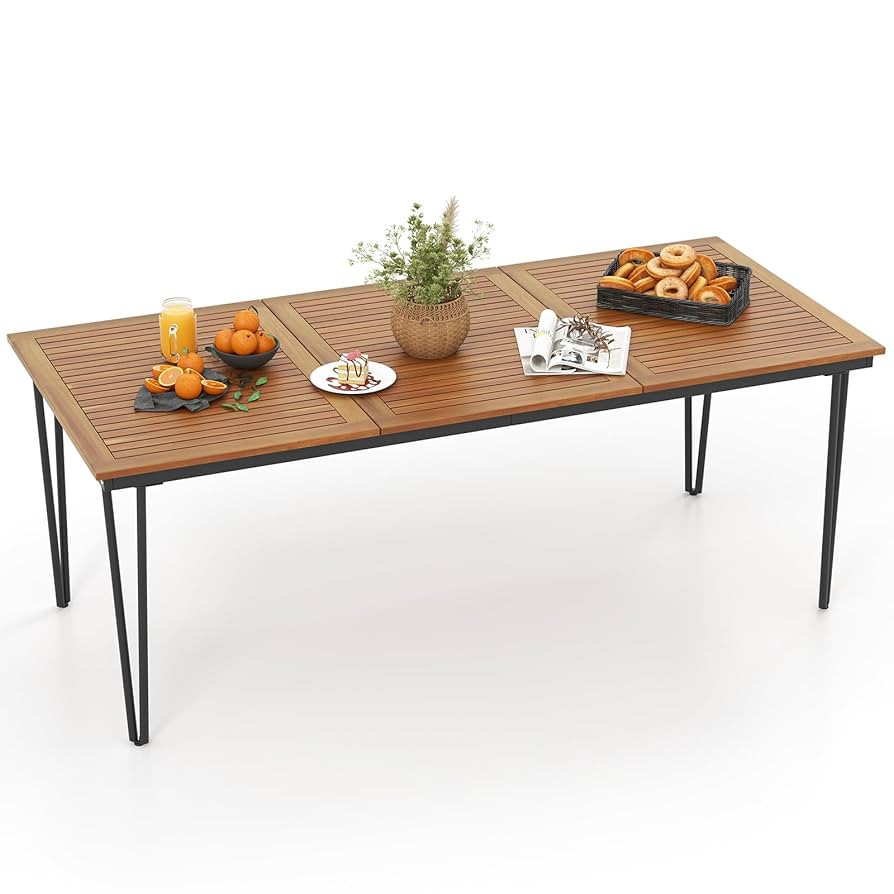 Tangkula 79 Inch Outdoor Dining Table, 8-Person Patio Table with 1.9 Inch Umbrella Hole, Metal Le... | Amazon (US)