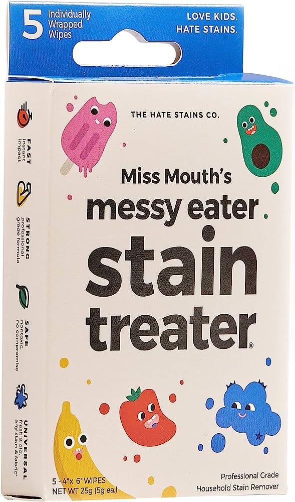 Miss Mouth's HATE STAINS CO Stain Remover for Clothes - 5 Wipes - Newborn & Baby Essentials Messy... | Amazon (US)