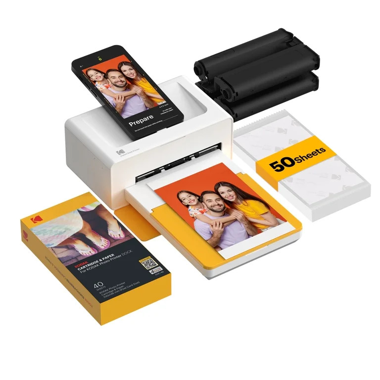 KODAK Dock Plus 4PASS Instant Photo Printer (4x6 inches) + 50 Sheets Bundle | Walmart (US)