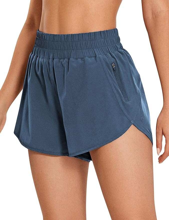 CRZ YOGA Women's High Waisted Running Shorts Mesh Liner - 3'' Dolphin Quick Dry Athletic Gym Trac... | Amazon (US)