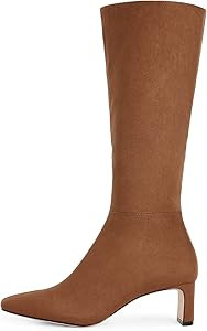 DREAM PAIRS Women's Knee High Suede Chunky Heel Side Zipper Fashion Boots | Amazon (US)