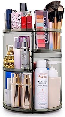 360 Degree Rotation Makeup Organizer Gray, Lazy Susan Cosmetics Storage Shelf Makeup Carousel Rot... | Amazon (US)