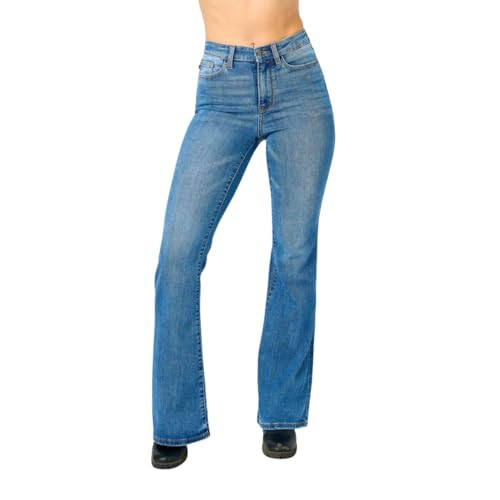 Judy Blue High Waisted Flare Stylish Jeans for Women's Vintage Flare Jeans in Classic and Trendy Washes - 82588 (US, Numeric, 5, Regular, Regular, Blue) | Amazon (US)