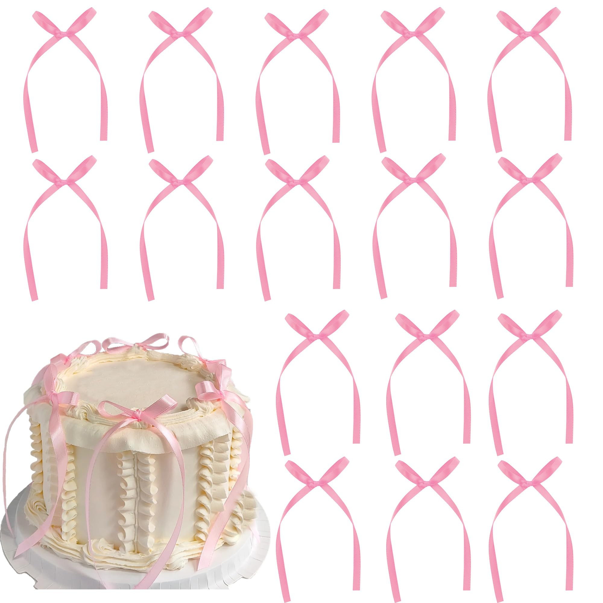 20 Pcs Bow Cupcake Toppers Bowknot Light Pink Cupcake Picks Bridal Baby Shower Cake Dessert Picks... | Amazon (US)